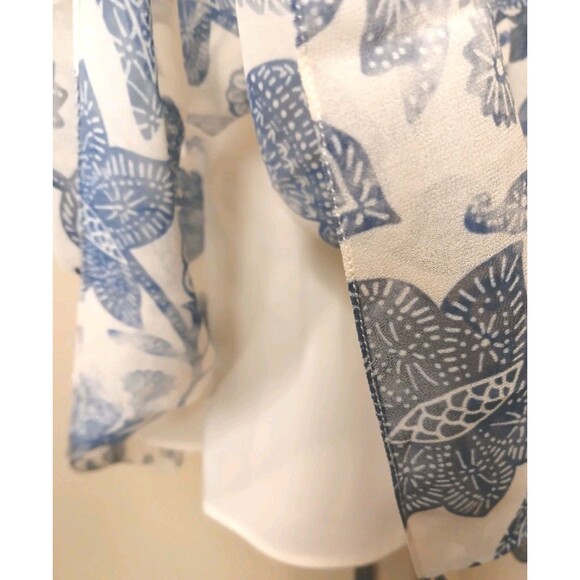 Sachin & Babi Dress Sz Small Blue Floral Shirred Mini w/ Baloon Sleeve Lined NWT - Picture 9 of 16